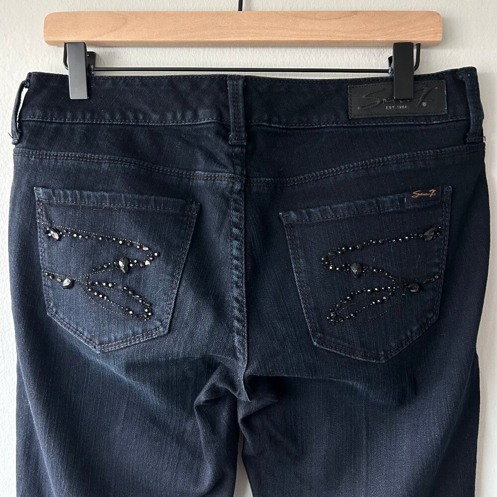 Seven7 Straight Leg Jeans Women 6 Embellished Blue Denim - Picture 4 of 9